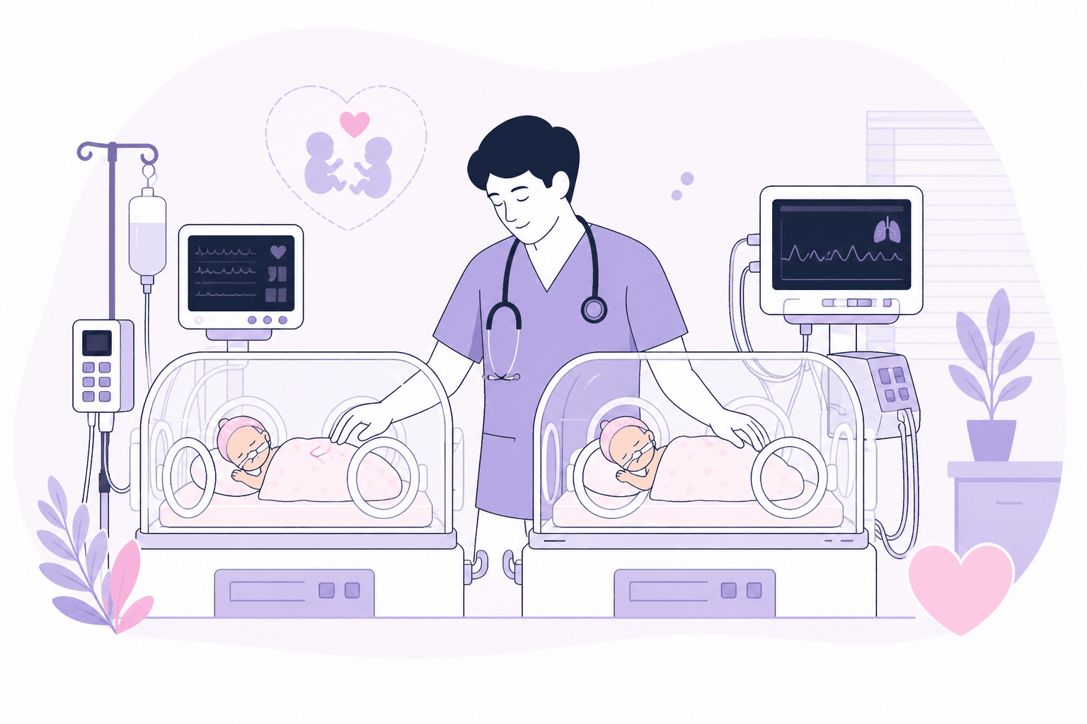 Premature newborn baby receiving specialized neonatal care
