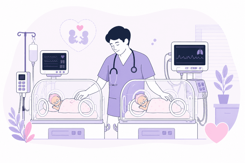Premature newborn baby receiving specialized neonatal care